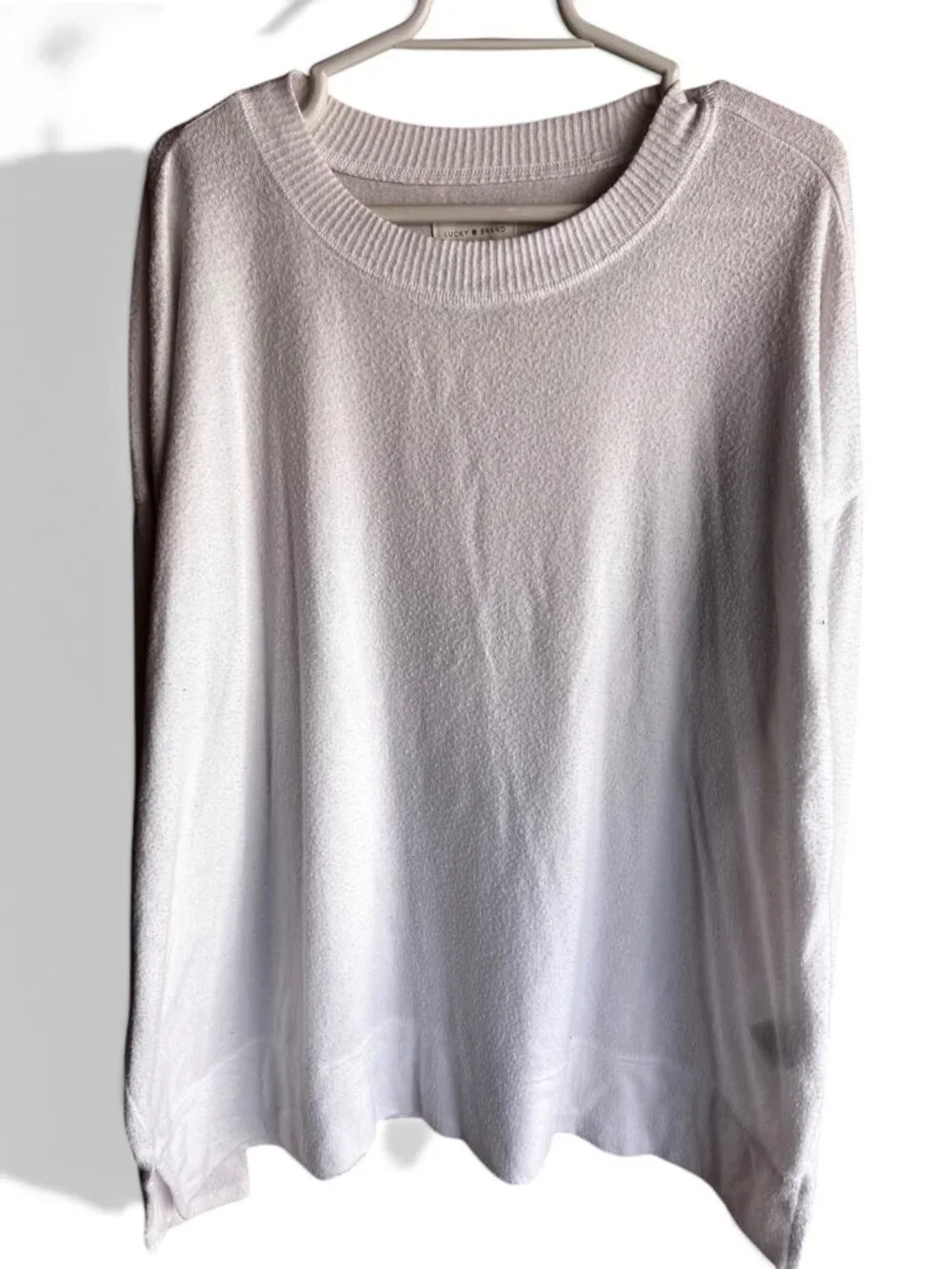 Lucky Brand Off White Soft Knit Long Sleeve Crewneck Sweater Size L